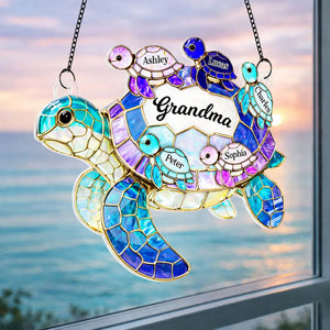 Turtle Pattern Roller For Mom Grandma - Personalized Hanging Window Suncatcher