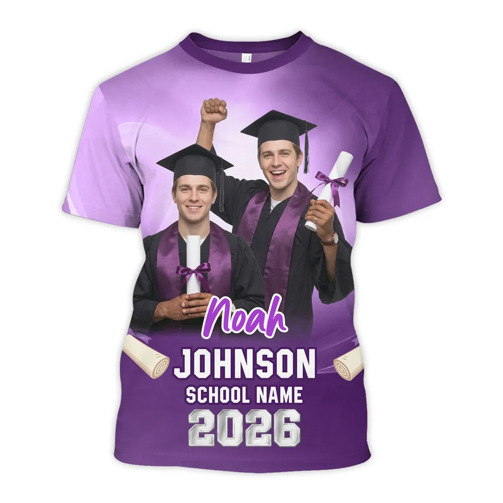 Graduation Glow Tee - Personalized 3D T-Shirt Family Matching Graduation Shirt, Graduation Party Gift