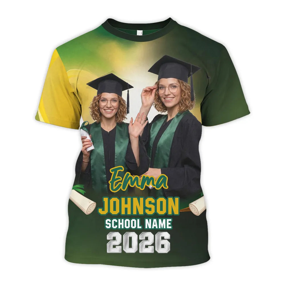 Graduation Glow Tee - Personalized 3D T-Shirt Family Matching Graduation Shirt, Graduation Party Gift