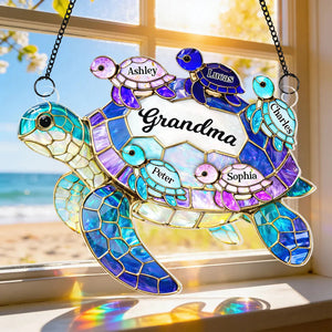 Turtle Pattern Roller For Mom Grandma - Personalized Hanging Window Suncatcher