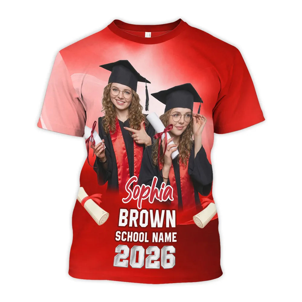 Graduation Glow Tee - Personalized 3D T-Shirt Family Matching Graduation Shirt, Graduation Party Gift