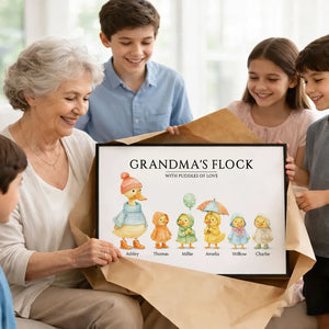 Grandma's Flock with Puddles of Love - Personalised Poster