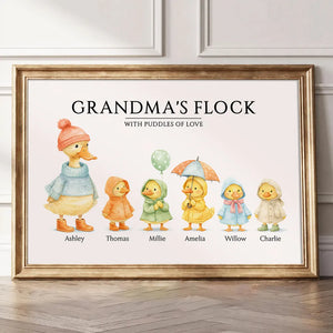 Grandma's Flock with Puddles of Love - Personalised Poster