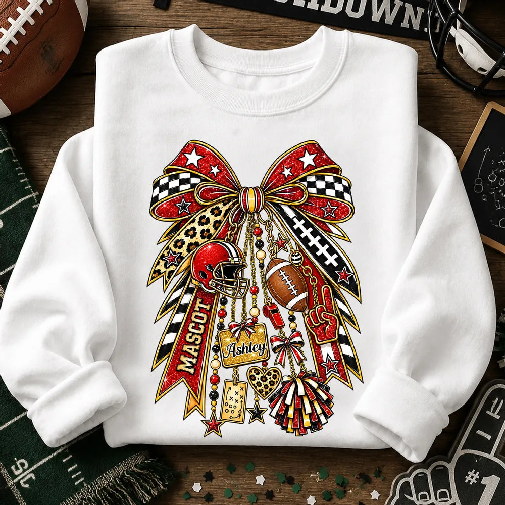 Custom School Spirit Charm Bow - Personalized Shirt