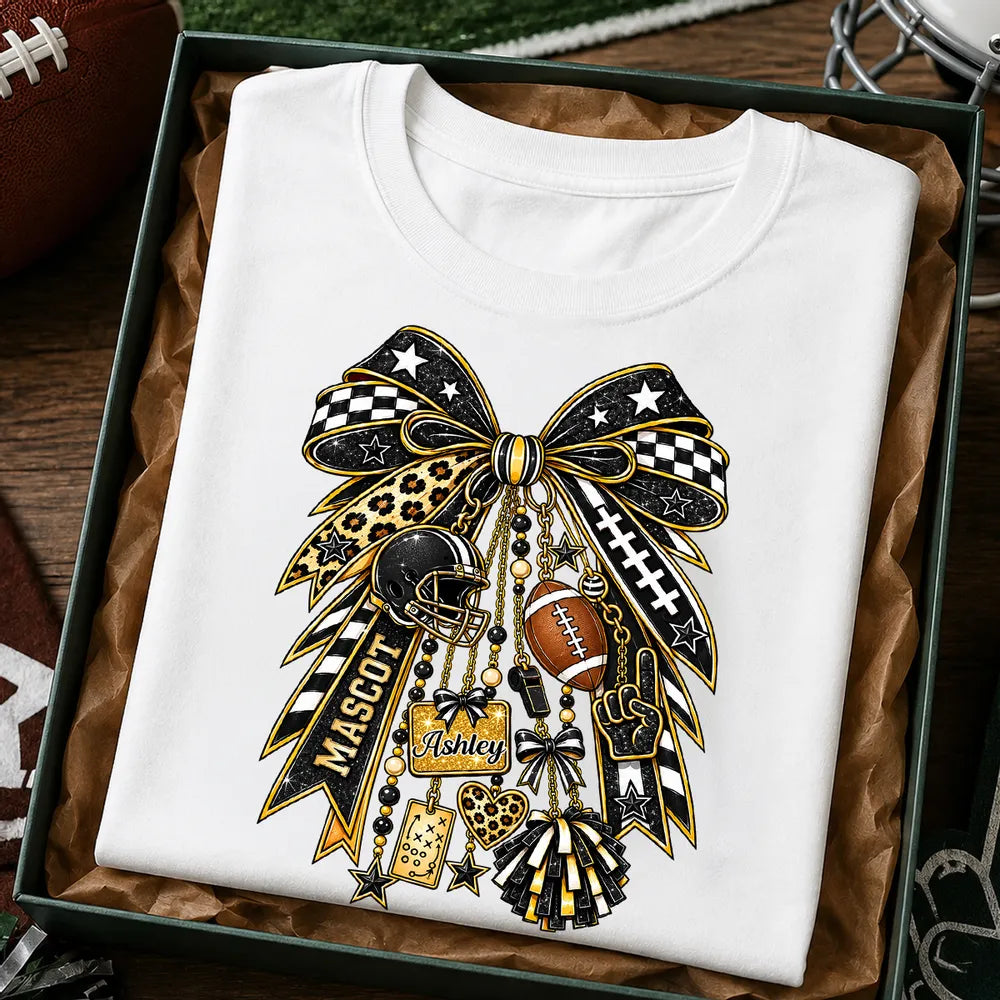 Custom School Spirit Charm Bow - Personalized Shirt