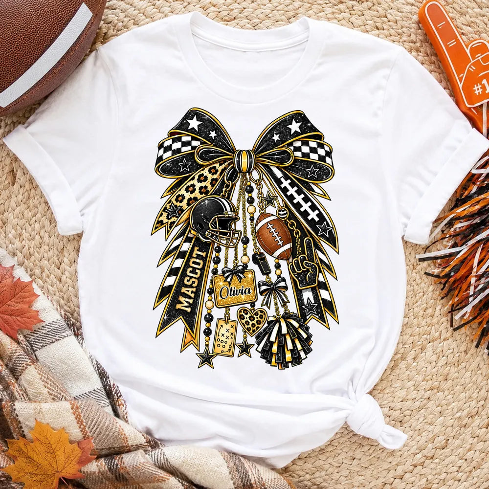 Custom School Spirit Charm Bow - Personalized Shirt
