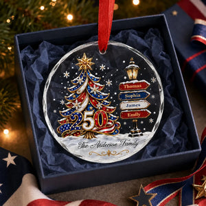 America 250 Family Tree - Personalized Glass Ornament