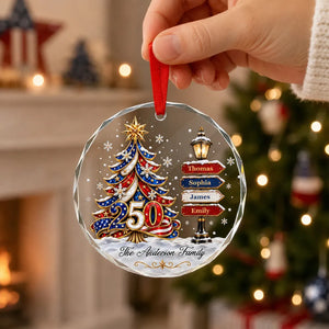 America 250 Family Tree - Personalized Glass Ornament