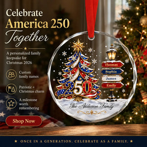 America 250 Family Tree - Personalized Glass Ornament