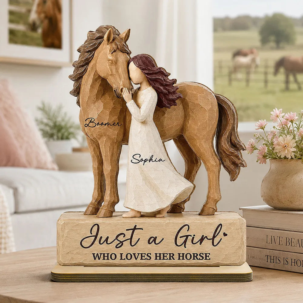 Just A Girl Who Loves Her Horse - Personalized 2 Layer Wooden Plaque