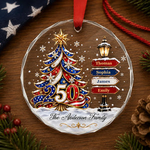 America 250 Family Tree - Personalized Glass Ornament