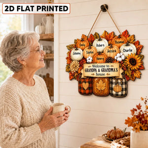Welcome To Grandma Grandpa House - Personalized Wood Sign - Fall Decoration For Grandparents