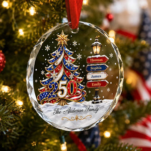 America 250 Family Tree - Personalized Glass Ornament