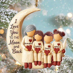 Grandma Loves You to the Moon & Back - Personalized Acrylic Ornament - Christmas Gift for Grandma, Granchildren