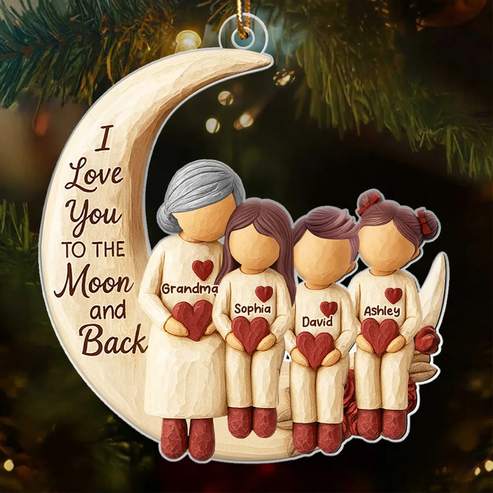 Grandma Loves You to the Moon & Back - Personalized Acrylic Ornament - Christmas Gift for Grandma, Granchildren