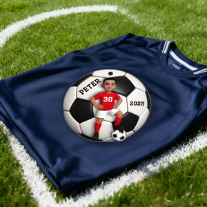 Soccer Boy 3D Effect - Personalized Christmas Acrylic Ornament Soccer Lover Custom Christmas Acrylic Ornament Christmas Tree Decoration