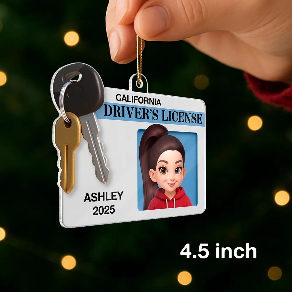 Driver's License 3D Effect - Personalized Acrylic Ornament - Christmas Gift For New Drivers, Teen Boy Teen Girl