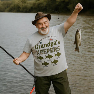 Grandpa s Keepers Camouflage Pattern Fishing - Personalized Shirt - Unique Father's Day Gift For Grandpa, Dad