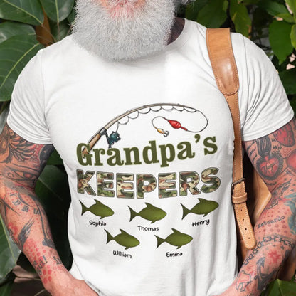 Grandpa s Keepers Camouflage Pattern Fishing - Personalized Shirt - Unique Father's Day Gift For Grandpa, Dad