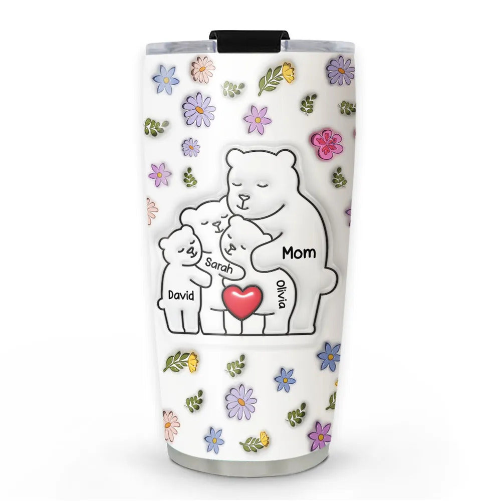 Mama Bear Mother Tumbler Upto 6 Kids - Personalized Custom 3D Inflated Effect Tumbler Mother's Day Gift
