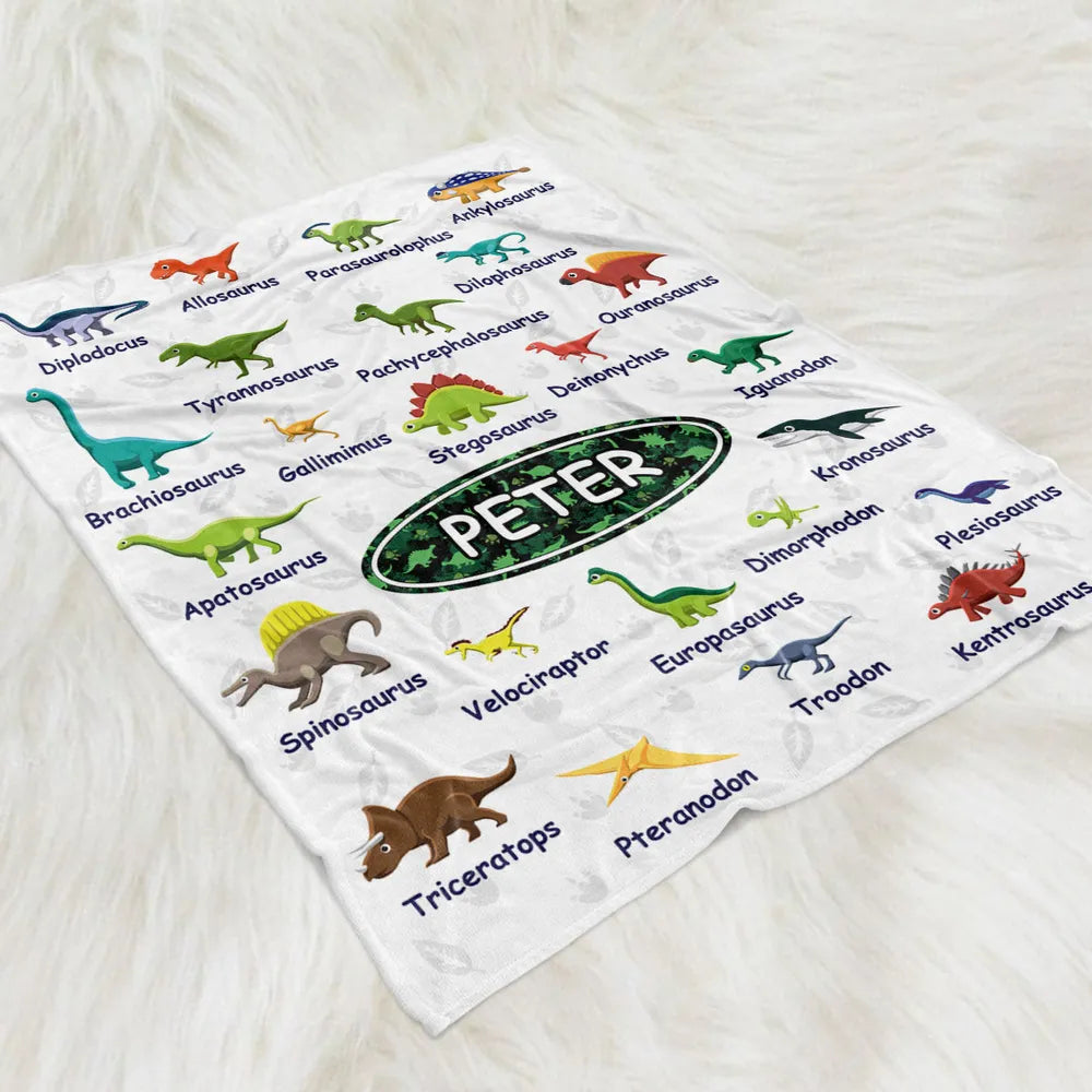Dinosaurs - Personalized Custom Fleece Blanket
