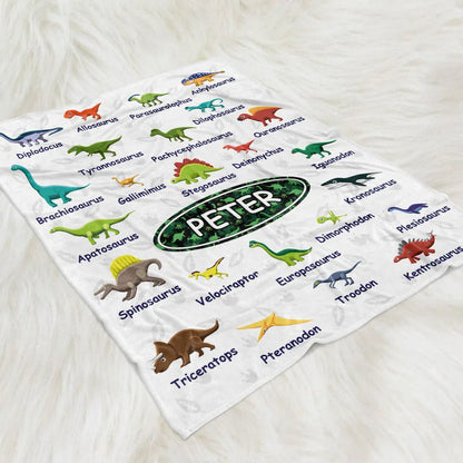 Dinosaurs - Personalized Custom Fleece Blanket