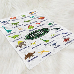 Dinosaurs - Personalized Custom Fleece Blanket
