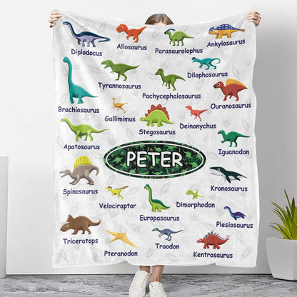 Dinosaurs - Personalized Custom Fleece Blanket