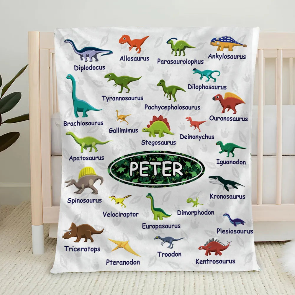 Dinosaurs - Personalized Custom Fleece Blanket