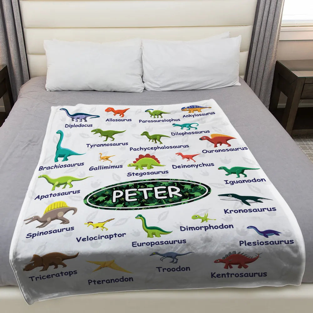 Dinosaurs - Personalized Custom Fleece Blanket