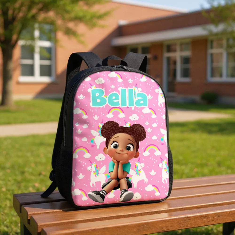 Rainbow Dinosaur Unicorn Personalized Kid Backpack, Back to School Backpack for Girls