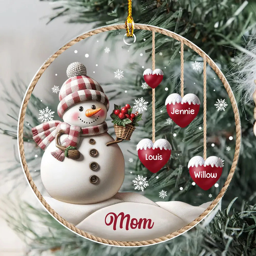 Happy Christmas Snowman Grandma - Personalized Custom 3D Inflated Effect Acrylic Ornament
