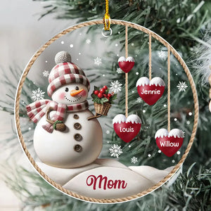 Happy Christmas Snowman Grandma - Personalized Custom 3D Inflated Effect Acrylic Ornament