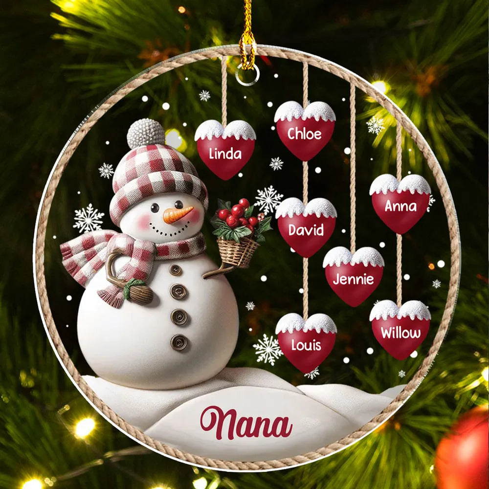 Happy Christmas Snowman Grandma - Personalized Custom 3D Inflated Effect Acrylic Ornament