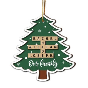 Personalized Family Name Crossword Christmas Tree 2-Layer Wooden Ornament - Custom Gift Family Gift Christmas Gift