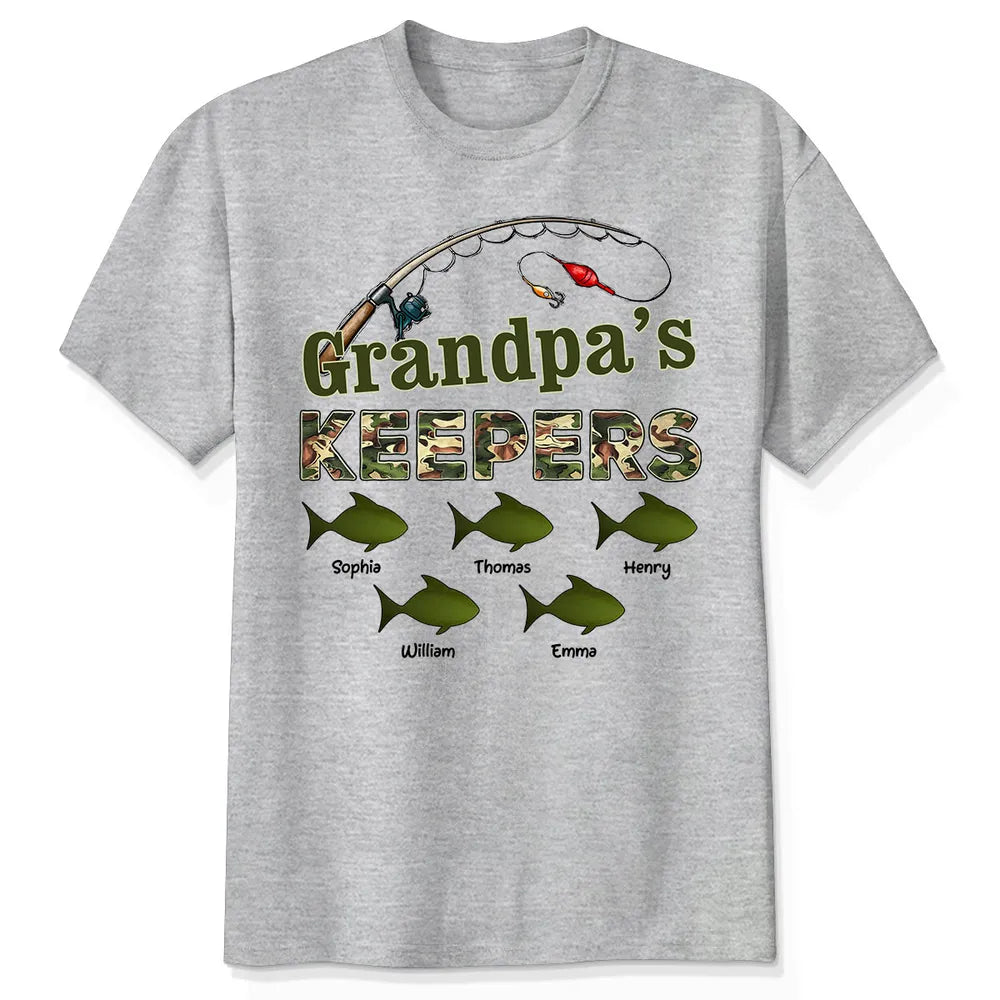 Grandpa s Keepers Camouflage Pattern Fishing Personalized Shirt, Unique 2025 Father's Day Gift For Grandpa, Dad