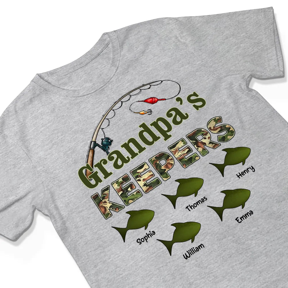 Grandpa s Keepers Camouflage Pattern Fishing Personalized Shirt, Unique 2025 Father's Day Gift For Grandpa, Dad