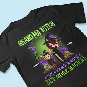 Purple And Green Pretty Grandma & Grandkids Halloween Personalized Shirt