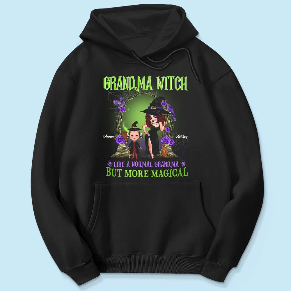 Purple And Green Pretty Grandma & Grandkids Halloween Personalized Shirt