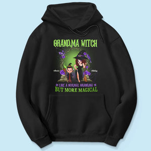 Purple And Green Pretty Grandma & Grandkids Halloween Personalized Shirt