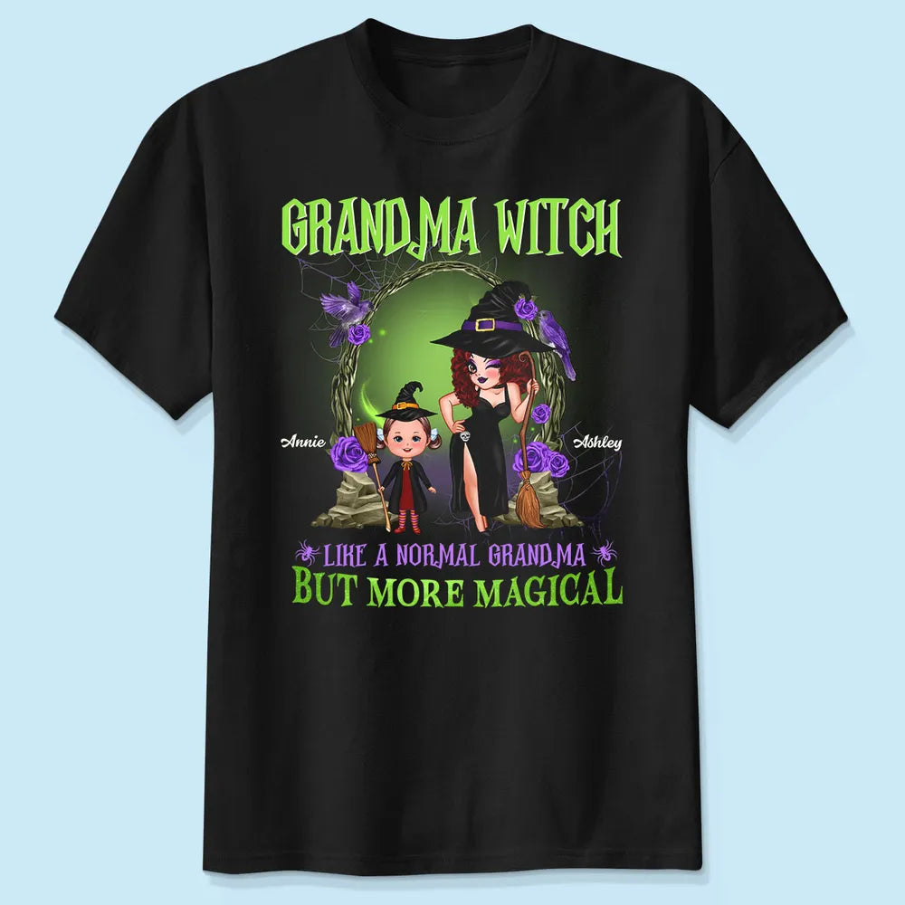 Purple And Green Pretty Grandma & Grandkids Halloween Personalized Shirt