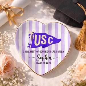 Personalized School Pennant Flag Ring Dish, Custom Graduation Jewelry Dish, College University Graduation, Class of 2026, Gifts For Her 3c653e04-23fa-4b73-9237-8bc56f6d0cc9-11.jpg