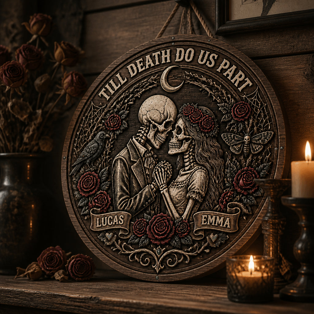 Till Death Do Us Part Personalized Skeleton Couple Wood Sign - Personalized Wood Sign 3c6eb359-2f70-4335-b0cc-daa597073f3a.jpg