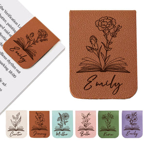 Personalized Leather Magnetic Bookmark, Engraved Birth Flower Book Mark Gifts 3c7d3998-b1ef-47e9-965c-518315602739-2.jpg