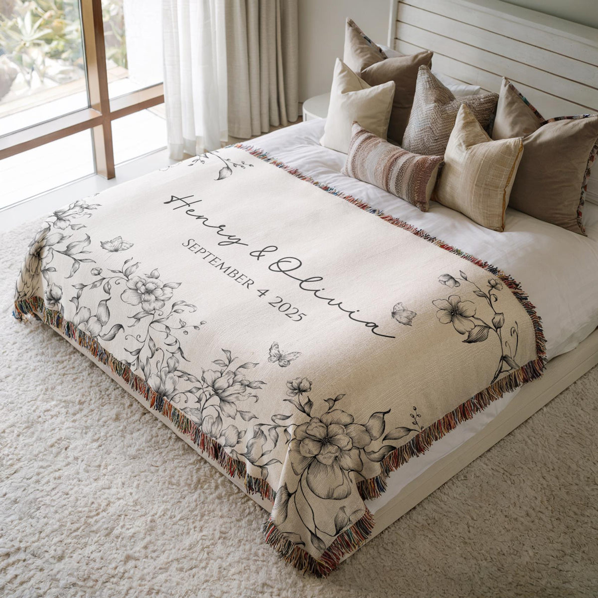 Personalized Wedding Blanket with Names & Date, Anniversary Engagement Throw, Custom Couple Gift, Bridal Shower or Bachelorette Present 3c895d25-1c92-4829-8efc-a3799ad90645-1.jpg