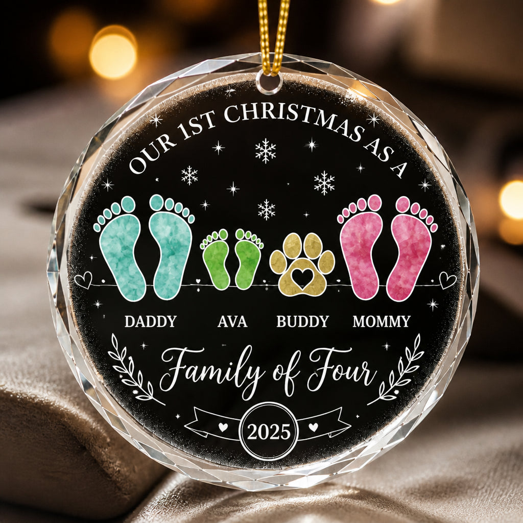 Our 1st Christmas as a Family of Four – Crystal Ornament (Personalized Names & Year) - Personalized Crystal Ornament 3c92a0f4-fb6f-4e86-a6f5-de44b57cc07f.jpg