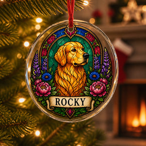Stained-Glass Dog Floral Name Ornament – Transparent Acrylic - Personalized Transparent Acrylic Ornament 3c958128-de73-437f-821c-c999484b4d4d.jpg