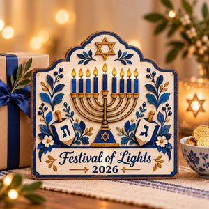 Hanukkah Menorah Wood Sign 2026, Festival of Lights Decor, Blue Gold Dreidel Jewish Holiday Table Sign, Hanukkah Home Decoration 3c9865ee-a33b-4ae5-a2c6-26195dc1ee88-kl1.jpg