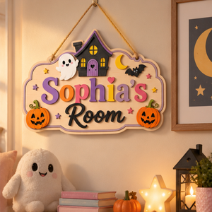 Personalized Halloween Kids Door Sign, Custom Name Room Decor, Haunted House Bedroom Door Hanger 3c9e6ab2-2483-486e-b0a2-5a048437349a-r2.png