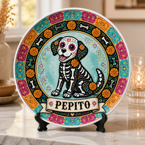 Día de los Muertos Dog Name Ceramic Plate - Personalized Personalized Ceramic Plate 3cccf8f3-2a0c-4793-829f-72b70ccf3ce1.jpg